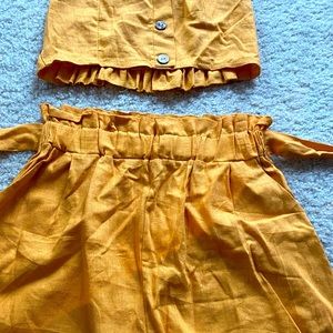 Mustard two-piece linen tank and short set